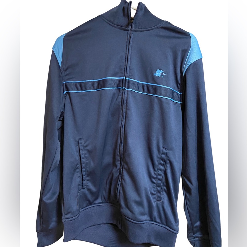 Vintage 90s STARTER Navy Blue Track Jacket Full Zip Men’s S MINTY Rare